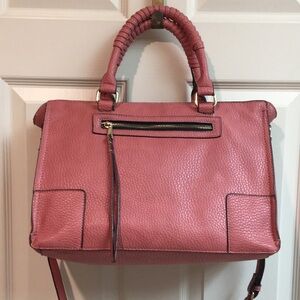 Elegant Salmon Leather Handbag Satchel/Crossbody